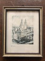 Ingelijste Ets van Zürich - Kunsthandel JAS Breda, Antiek en Kunst, Kunst | Etsen en Gravures, Ingelijst, Stadsgezicht, Ophalen of Verzenden