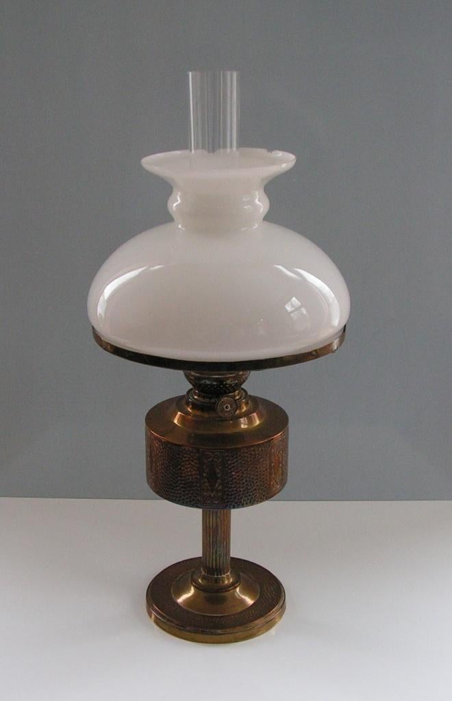 Olielamp met Matador Glas, Antiek en Kunst, Antiek | Lampen, Ophalen of Verzenden