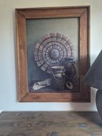 Schilderij landelijk stoer sober houten lijst, Ophalen, Minder dan 50 cm, Zo goed als nieuw, Minder dan 50 cm