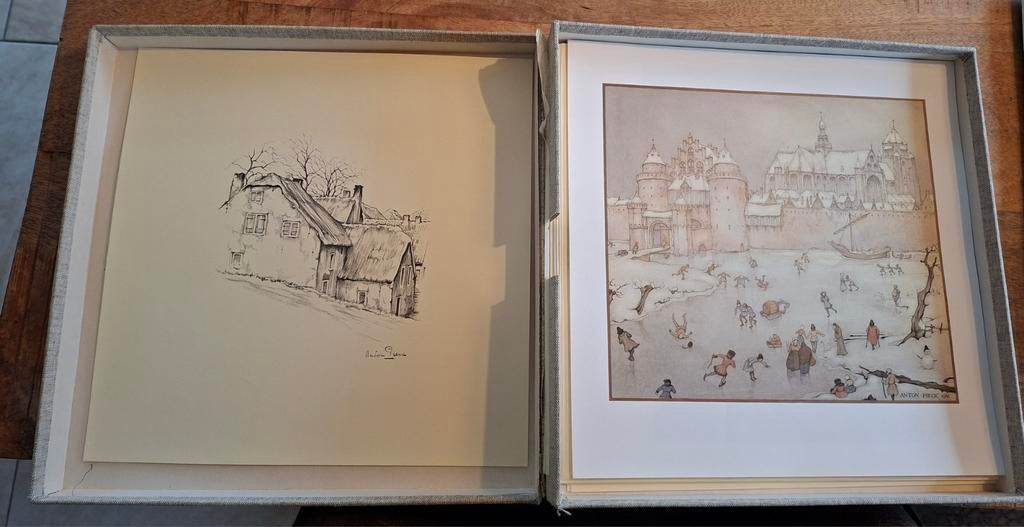 Anton Pieck tekeningen met wissellijst, Antiek en Kunst, Ophalen of Verzenden