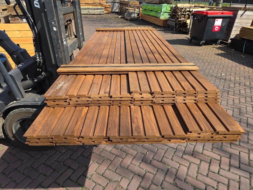 21.8 m2 Dubbel Rhombusprofiel hardhout - nr: HP60, Tuin en Terras, Palen, Balken en Planken, Ophalen, Planken, Nieuw, Hardhout