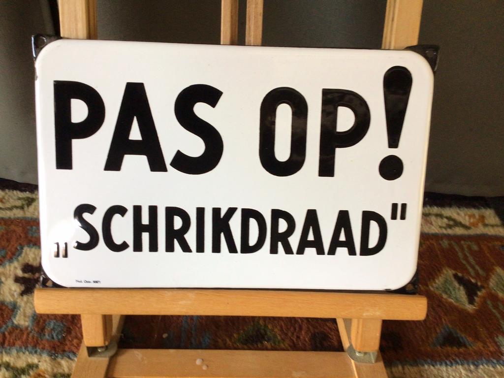 28/18 cm emaille bord schrikdraad puntgaaf bieden, Antiek en Kunst, Antiek | Emaille, Ophalen of Verzenden