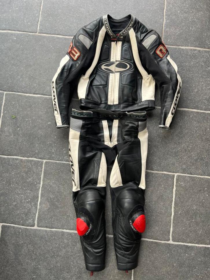 Clover 2-delig leren motorpak, Motoren, Kleding | Motorkleding, Combipak, Heren, Tweedehands, Ophalen of Verzenden