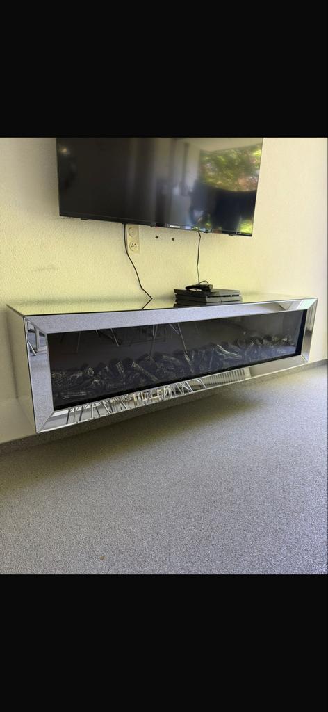 SFEERHAARD 180 CM GLAS ZO GOED ALS NIEUW, Ophalen, Zo goed als nieuw, Hangende haard, Elektrische haard