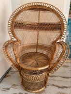 Vintage Rotan Pauwenstoel - Bohemian Stijl, Ophalen, Gebruikt, Bruin, Riet of Rotan