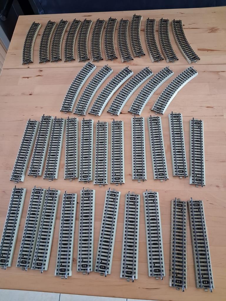 Grote partij modelspoorrails, diverse maten en bochten, Hobby en Vrije tijd, Modeltreinen | H0, Ophalen, Gebruikt, Gelijkstroom