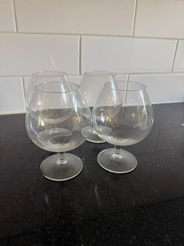 Cognac glazen 4 stuks, Verzamelen, Glas en Borrelglaasjes, Ophalen, Zo goed als nieuw, Overige typen