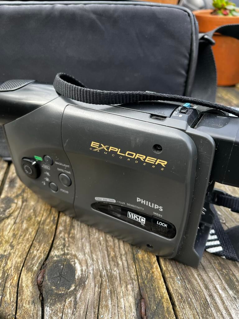 Philips Explorer VHS-C Camcorder M661 met tas en accessoires, Ophalen, VHS-C of SVHS-C, Camera
