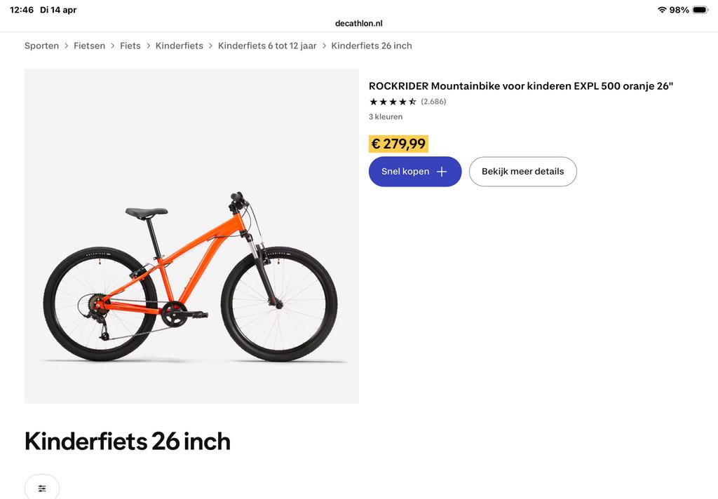 Rockrider mountainbike, Fietsen en Brommers, Fietsen | Mountainbikes en ATB, Ophalen of Verzenden, Zo goed als nieuw, Overige merken