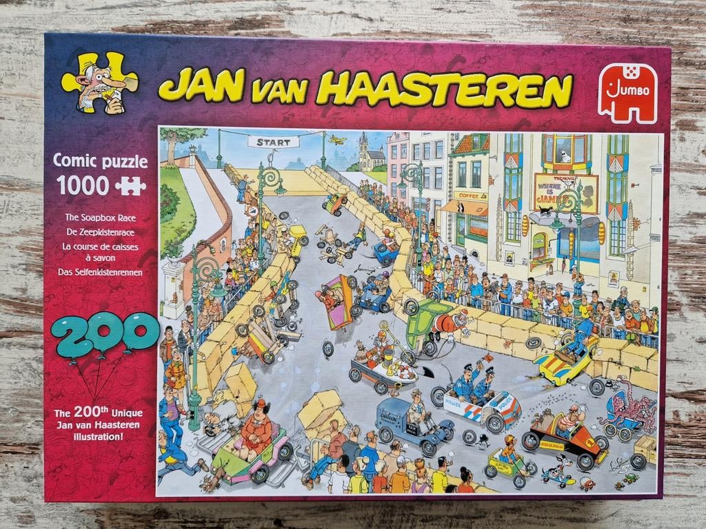 Jan van Haasteren puzzel De zeepkistenrace, Ophalen of Verzenden, 500 t/m 1500 stukjes, Zo goed als nieuw