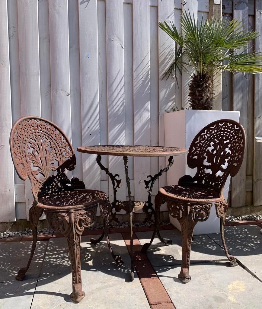 Gietijzeren bistro set tuinset, Overige materialen, Zo goed als nieuw, Tuinset, Ophalen