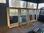 4 raamkozijnen + 11 stuks dubbel glas, Doe-het-zelf en Verbouw, Kozijnen en Schuifpuien, Ophalen, Nieuw, 150 tot 225 cm, Inclusief glas