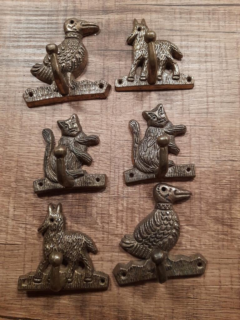 Set van 6 vintage metalen wandhaken, Ophalen of Verzenden, Gebruikt, Metaal, Wandhaken