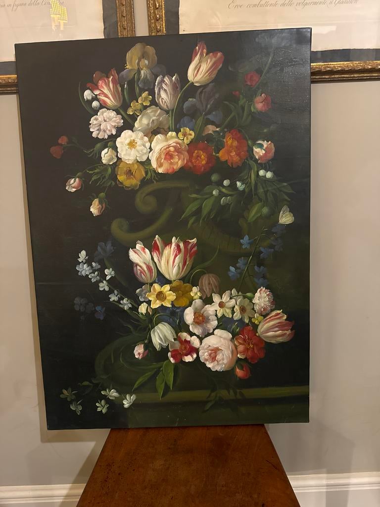 Stilleven Olieverf: Hedendaagse Bloemen in 17e-Eeuwse Stijl, Antiek en Kunst, Kunst | Schilderijen | Klassiek, Ophalen