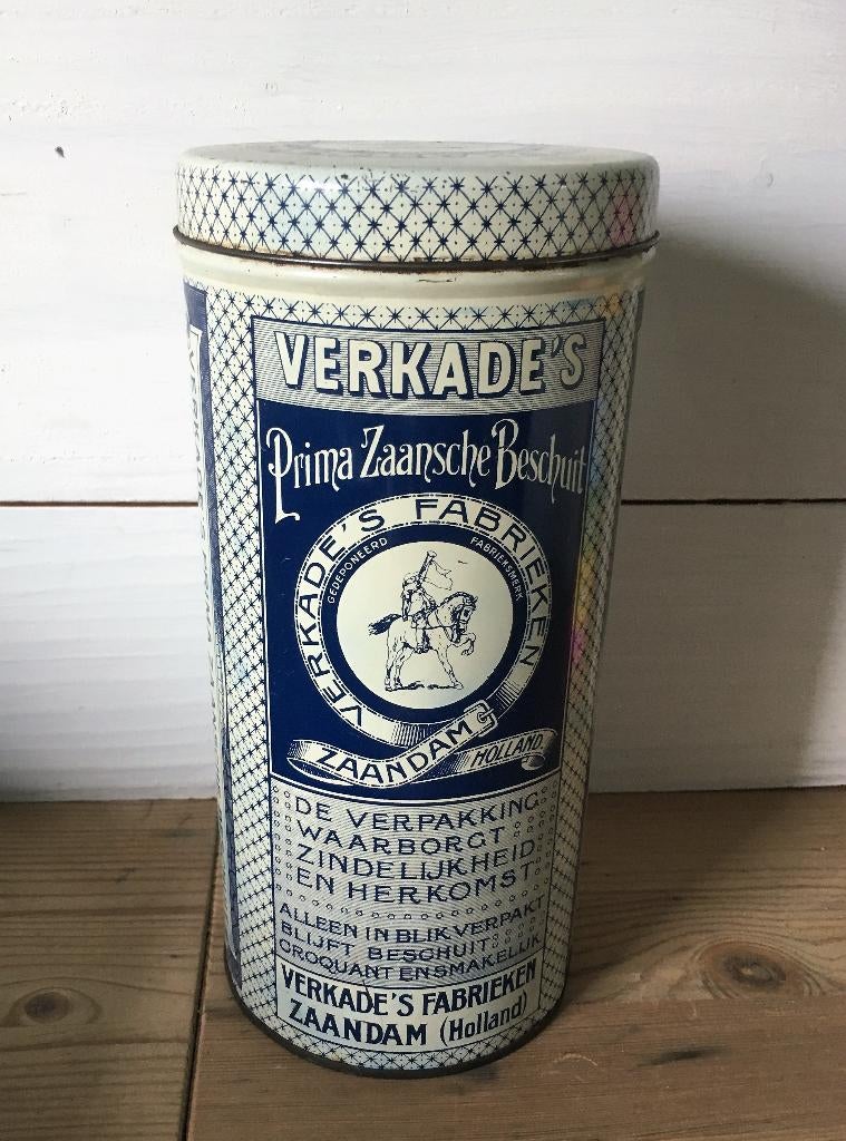 Vintage blik "Prima Zaansche Beschuit" van Verkade, Verzamelen, Ophalen of Verzenden, Gebruikt, Beschuit, Verkade