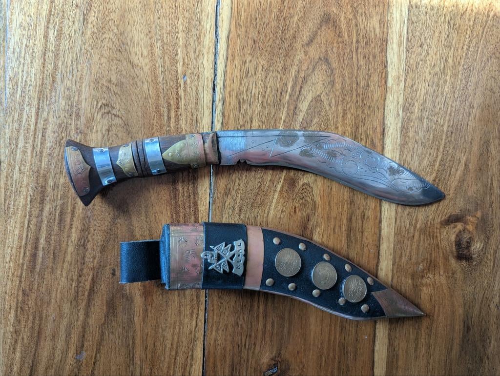 Authentieke Nepalese Kukri Machete met Schede, Antiek en Kunst, Ophalen of Verzenden