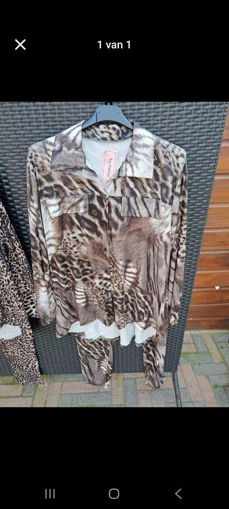 Fijne travel set. Comfi broek met blousje mt 44/46, Ophalen of Verzenden, Nieuw, Bruin, Blouse of Tuniek