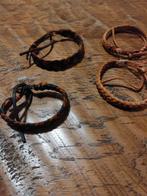 4 Nieuwe Gevlochten Leren Armbanden, Ophalen of Verzenden, Nieuw, Bruin, Leer