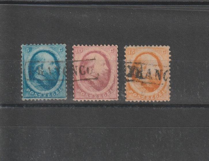 Nederland 1864, NVPH 4 t/m 6, Gestempeld., Postzegels en Munten, Postzegels | Nederland, Gestempeld, T/m 1940, Verzenden