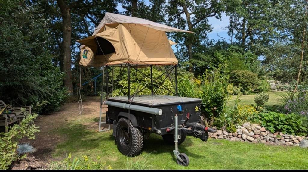 Land rover defender overland kampeer trailer met daktent, Ophalen, Gebruikt