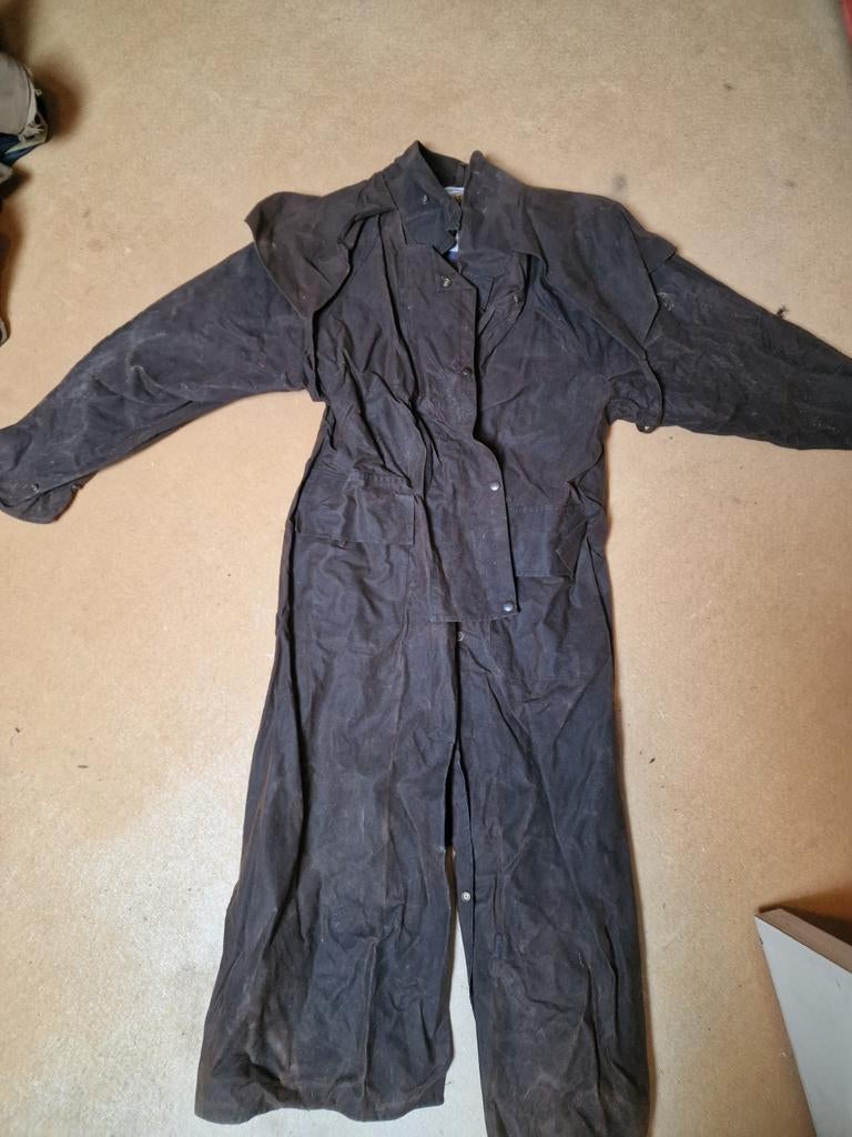 Lange donkerbruine jas, wetcoat, motor, paardrijden, Ophalen of Verzenden