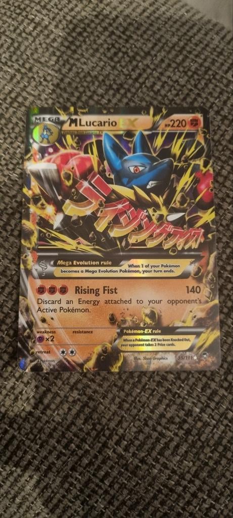 M Lucario EX 55/111 - Furious Fists Pokémon Kaart, Ophalen of Verzenden, Zo goed als nieuw, Losse kaart, Foil