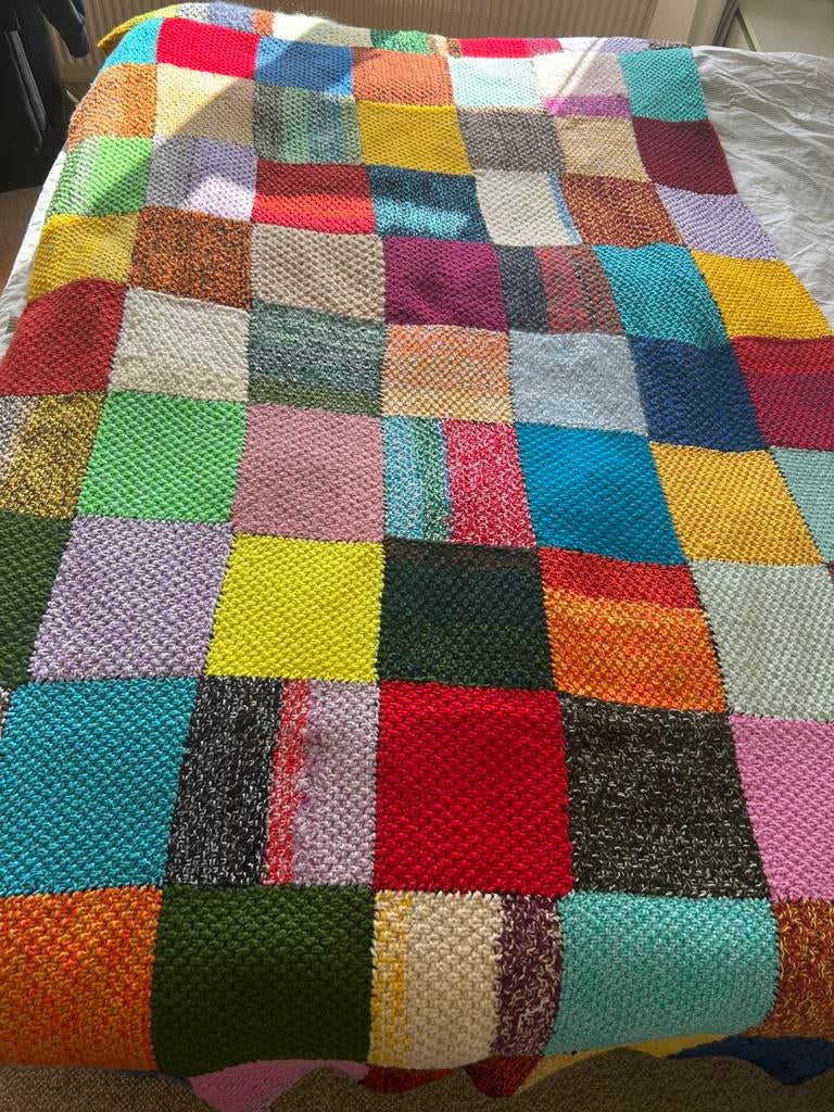 Patchwork gebreide vintage dekens, Huis en Inrichting, Woonaccessoires | Plaids en Woondekens, Ophalen of Verzenden, Gebruikt
