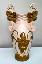 Antiek Art Nouveau Keramieken Vaas - Floraal Design - 38CM, Ophalen of Verzenden