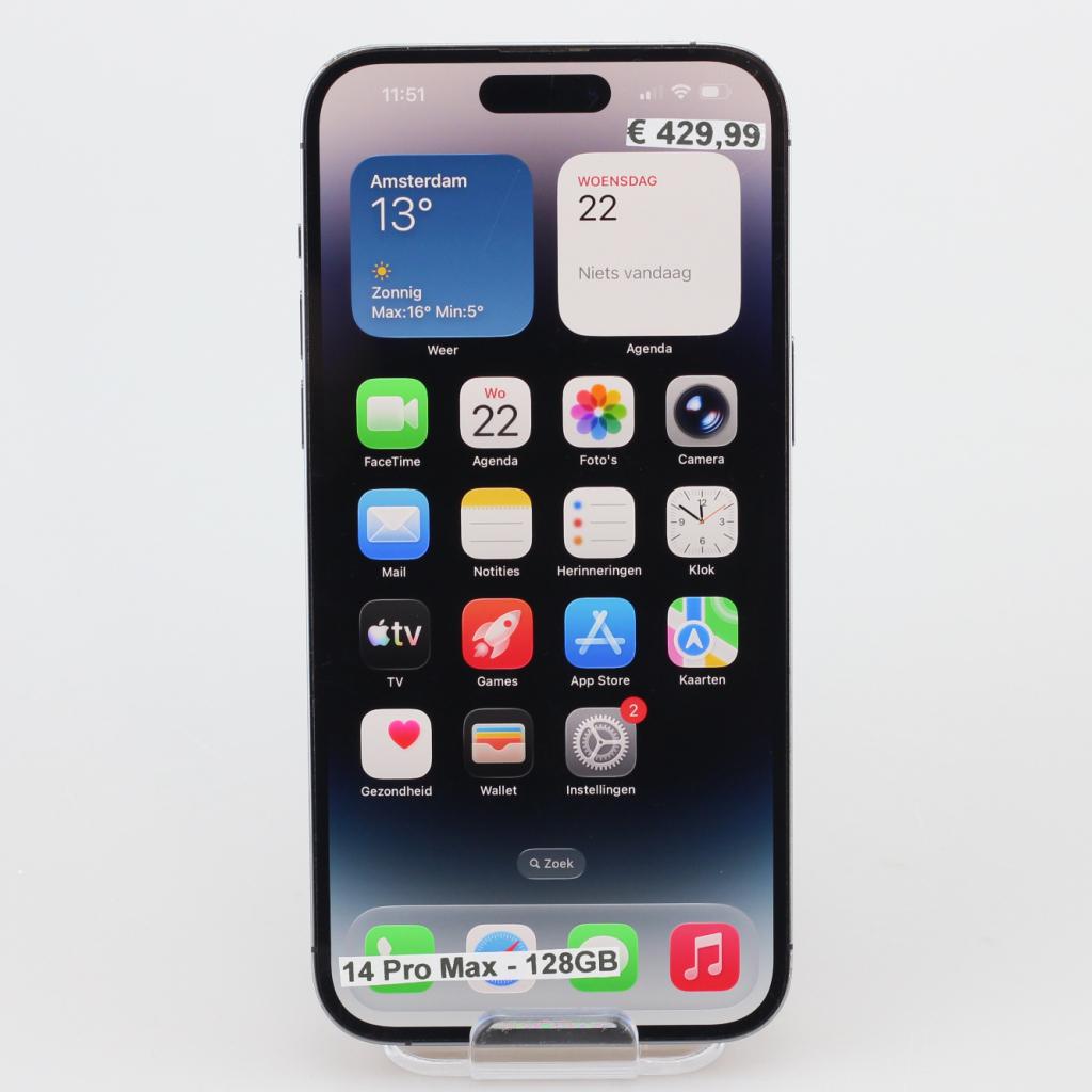 iPhone 14 Pro Max 128GB Deep Purple, Apple, Zo goed als nieuw, Support@apple.com, One Apple Park Way
Cupertino, CA 95014
United States