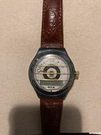 Vintage Swatch Polshorloge met leren band, Ophalen of Verzenden