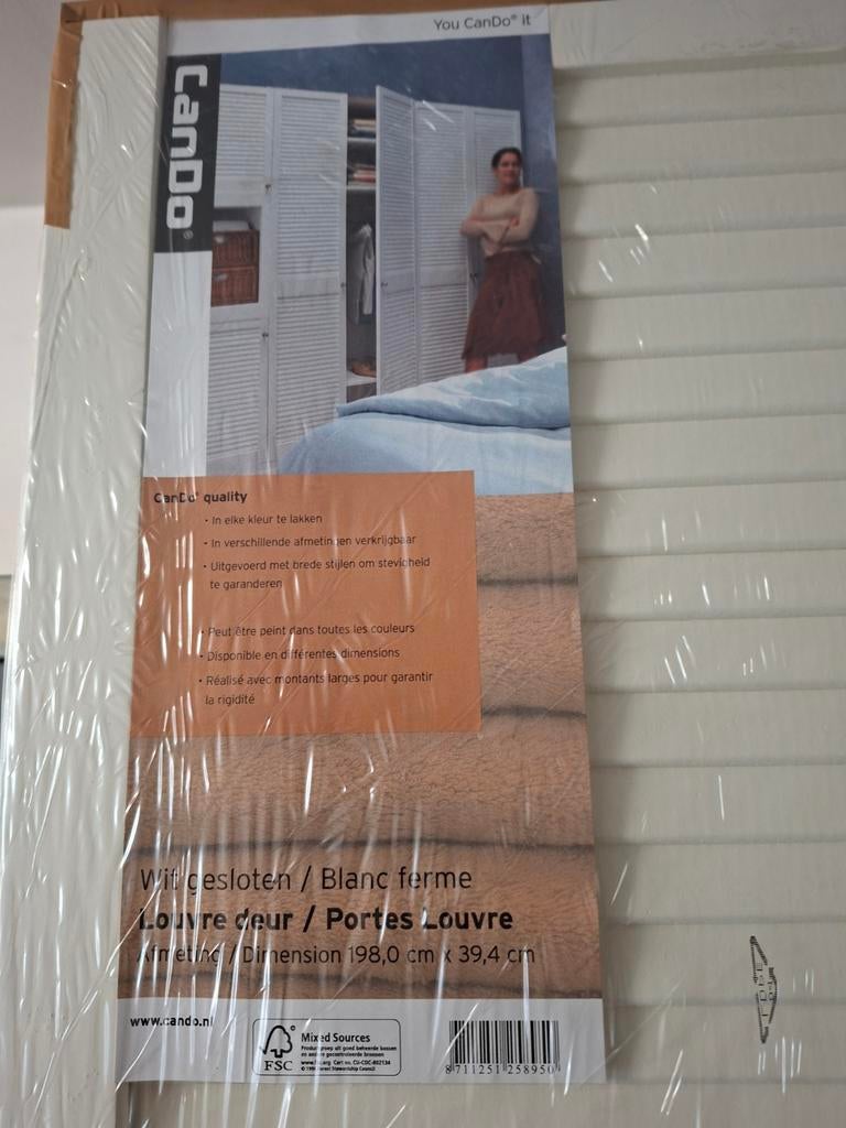 Louvredeuren wit gespoten Cando. 198x39,4, Minder dan 80 cm, Binnendeur, Minder dan 200 cm, Nieuw
