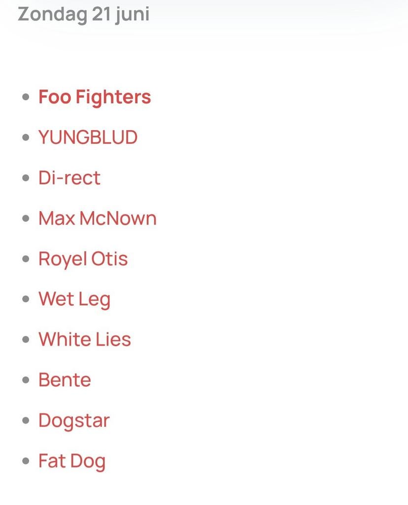 2 x Pinkpop '26 zondag 21-6-26 21 juni (eventueel parkeerp), Eén persoon