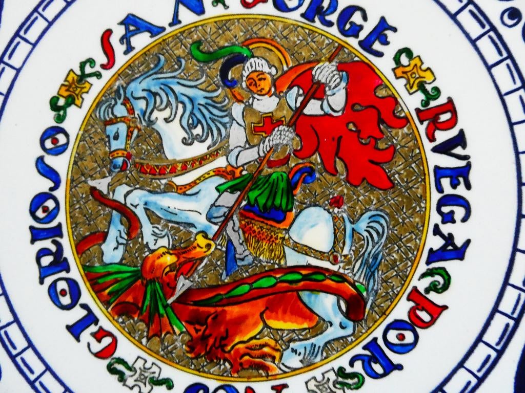 Wandbord San Jorge Sint Joris en de Draak atelier Spanje, Ophalen of Verzenden