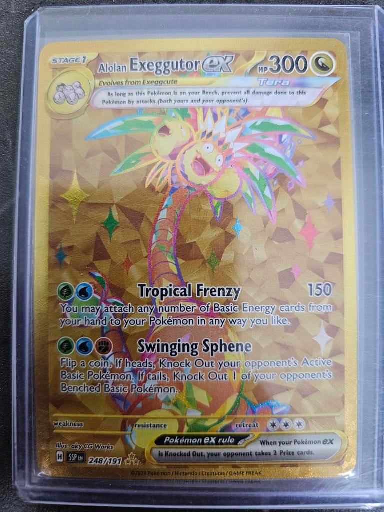 Alolan Exeggutor GX 248/191 Gouden Pokemon Kaart, Ophalen of Verzenden, Zo goed als nieuw, Losse kaart, Foil