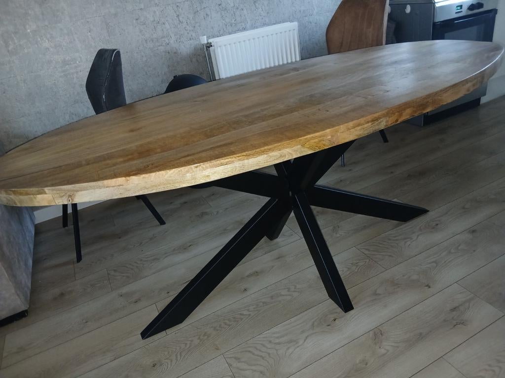 Zgan eettafel, Huis en Inrichting, Tafels | Eettafels, Rond, Zo goed als nieuw, 150 tot 200 cm, 50 tot 100 cm