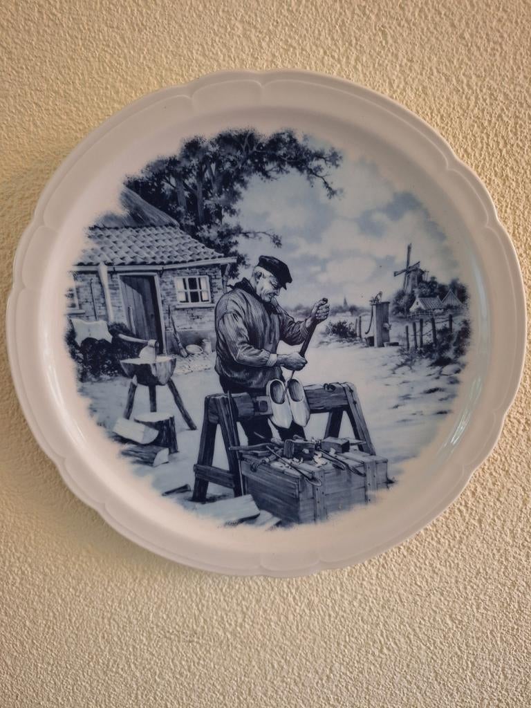Delfts Blauw Sierbord - Klompenmaker, Antiek en Kunst, Ophalen of Verzenden