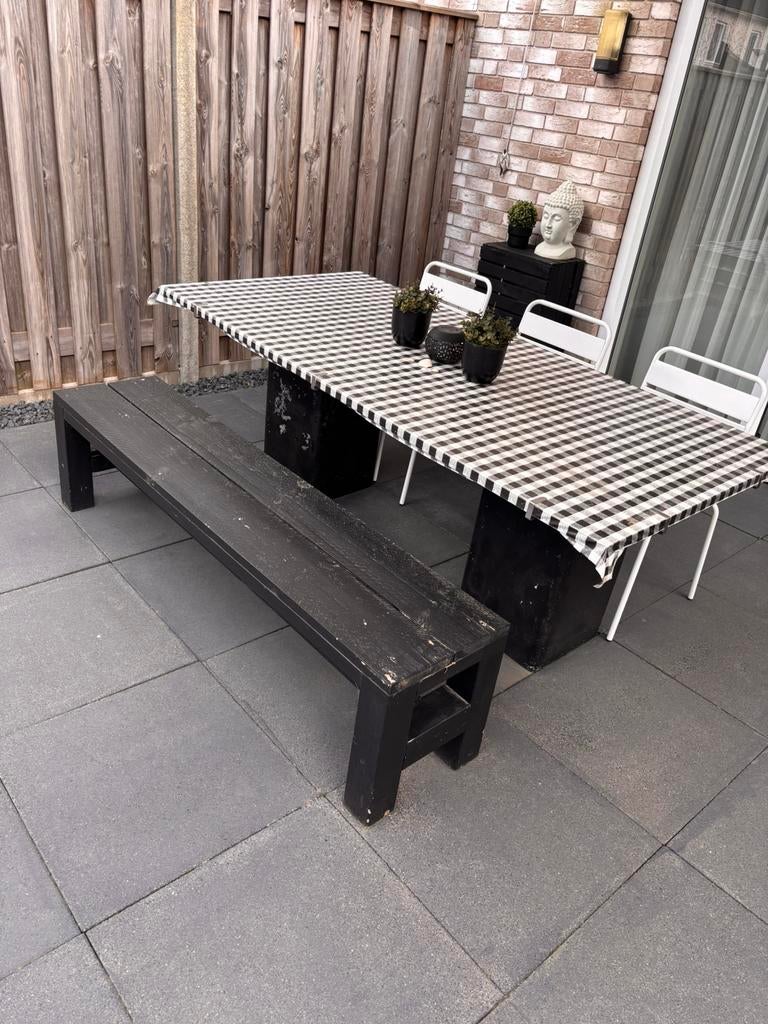 Grote natuurstenen buiten tafel, Tuin en Terras, Ophalen, Zo goed als nieuw, Rechthoekig, Overige materialen