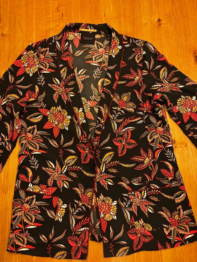 Scotch & Soda Maison Scotch Jasje Bloemenprint XL, Zwart, Maat 46/48 (XL) of groter, Ophalen of Verzenden, Zo goed als nieuw