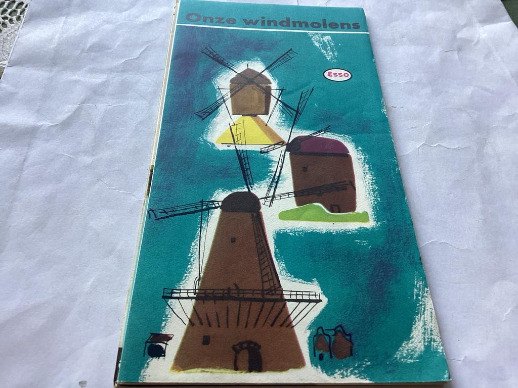 Esso Windmolenkaart Nederland - Vintage Landkaart, Gelezen, Ophalen of Verzenden, Landkaart, 1800 tot 2000