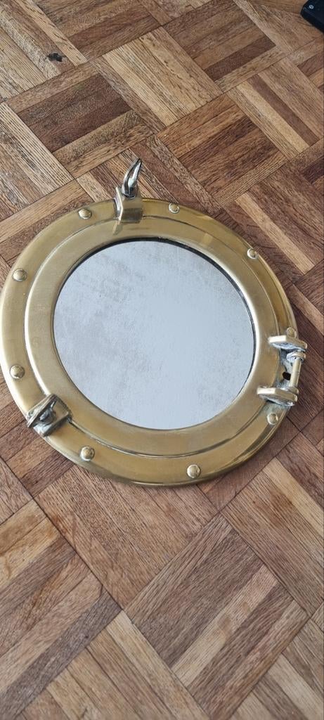 Vintage Patrijspoort Spiegel - Messing, Ophalen of Verzenden, Minder dan 50 cm
