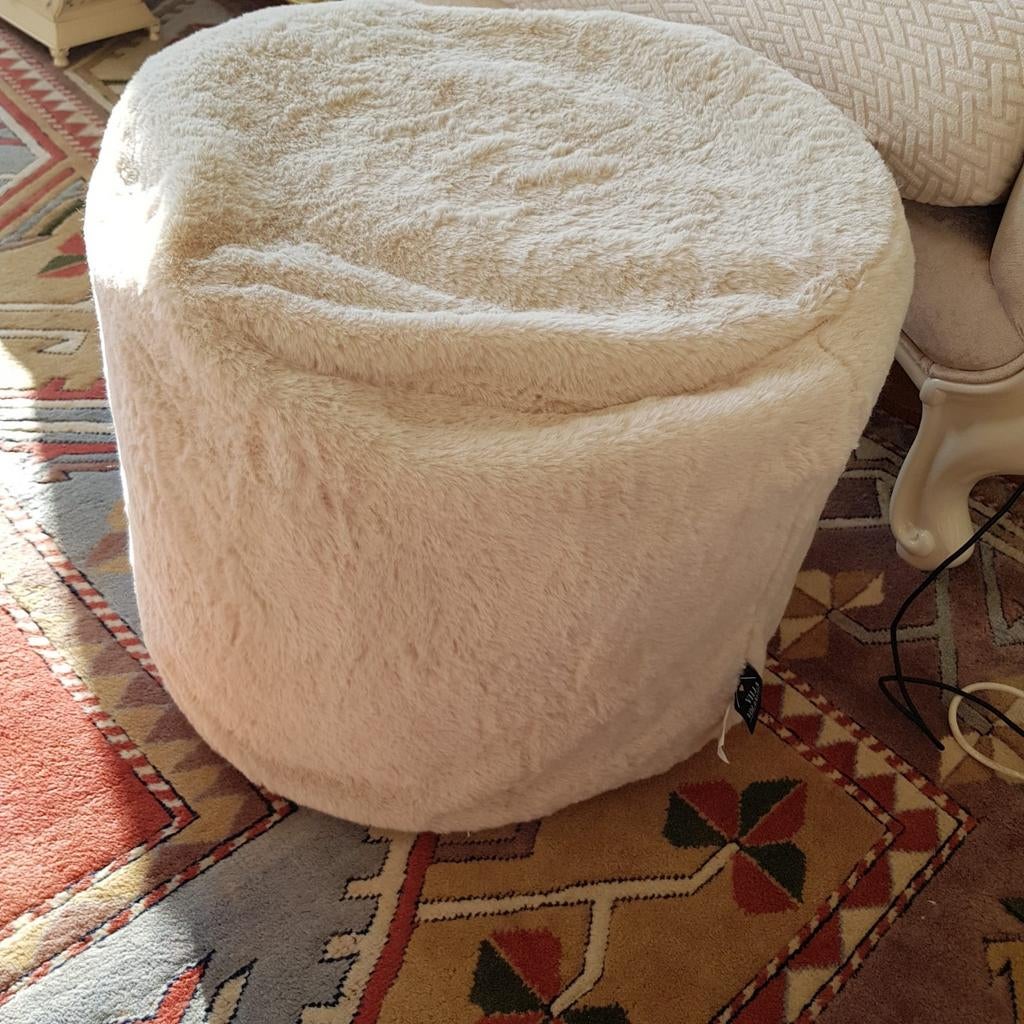 Opblaasbare poef met pluche stof ritszak foto's, Minder dan 50 cm, Rond, Minder dan 50 cm, Ophalen of Verzenden