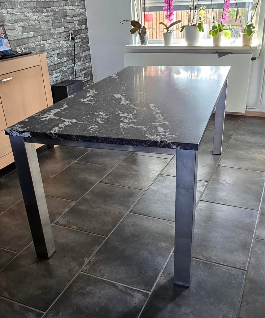 granieten tuintafel, Tuin en Terras, Tuintafels, Ophalen, Zo goed als nieuw, Rechthoekig, Overige materialen