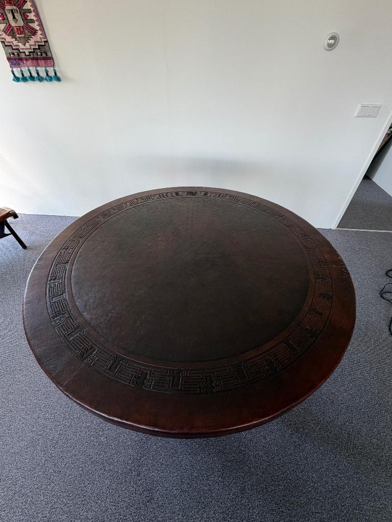 Unieke vintage ronde eettafel Imperex demontabel 120 cm, Huis en Inrichting, Tafels | Eettafels, Ophalen, Gebruikt, Overige materialen