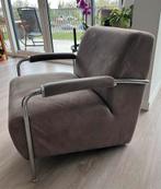 Fauteuil van Chateau d’Ax. Kleur grijs/taupe met chroom., Ophalen, Gebruikt, 75 tot 100 cm, Tijdloos