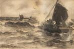 Gerhard Munthe, Botters op een ruwe zee, Antiek en Kunst, Ophalen of Verzenden