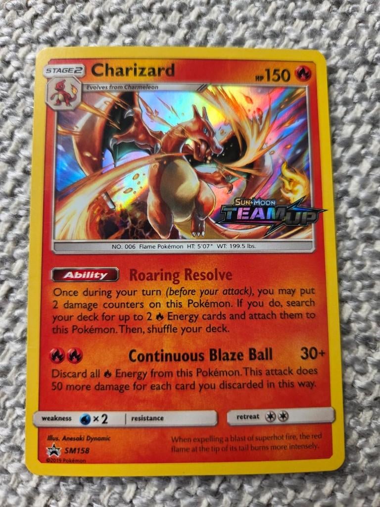 pokemon sun & moon team up prerelease holo charizard SM158, Hobby en Vrije tijd, Verzamelkaartspellen | Pokémon, Ophalen of Verzenden