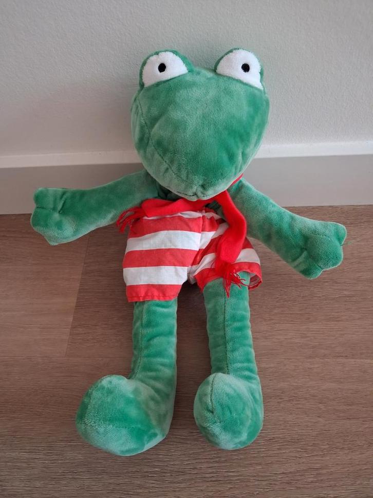 Knuffel handpop Kikker Max Velthuijs sjaal rood L1165, Kinderen en Baby's, Speelgoed | Knuffels en Pluche, Zo goed als nieuw, Ophalen of Verzenden