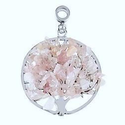 Kettinghanger Levensboom met rozenkwarts, Sieraden, Tassen en Uiterlijk, Kettinghangers, Nieuw, Steen of Mineraal, Roze, Overige voorstellingen