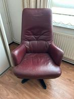 Leren relaxfauteuil met voetenbank - Bordeauxrood, Ophalen, Gebruikt, Leer, 75 tot 100 cm