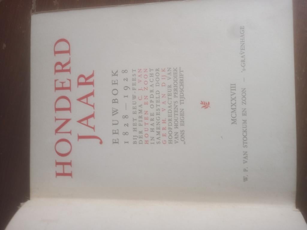 Honderd Jaar Van Houten 1828-1928 - Geïllustreerd Eeuwboek, Ophalen of Verzenden, Gelezen, G.R.H. van Dijk
